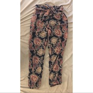 Paisley Crepe Jogger with Self Tie and Pockets